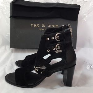 New rag & bone Suede Genoa Sandals Sz 41 Black